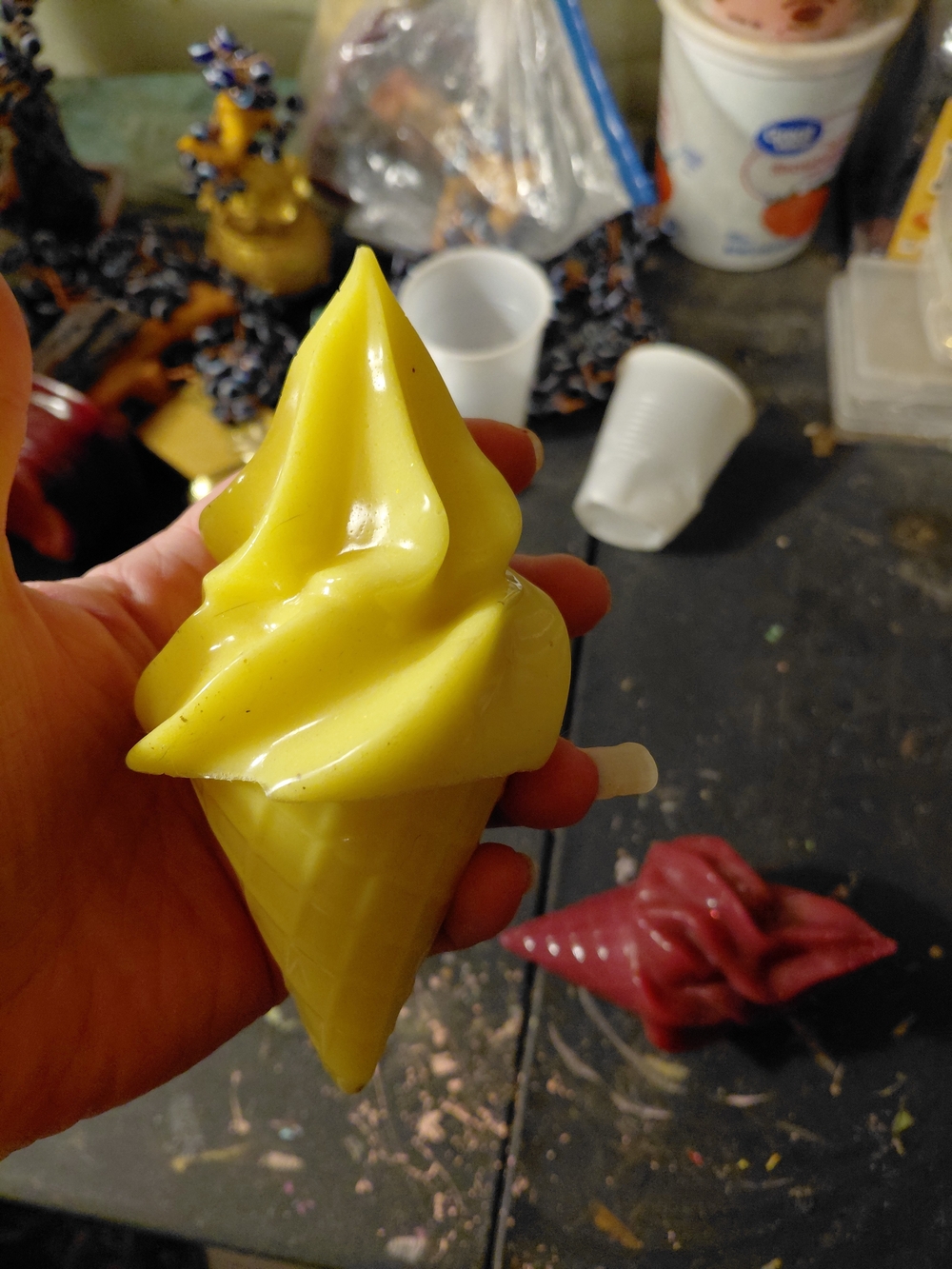 Bright Yellow Ice Cream Cone Party Prop - Unbranded